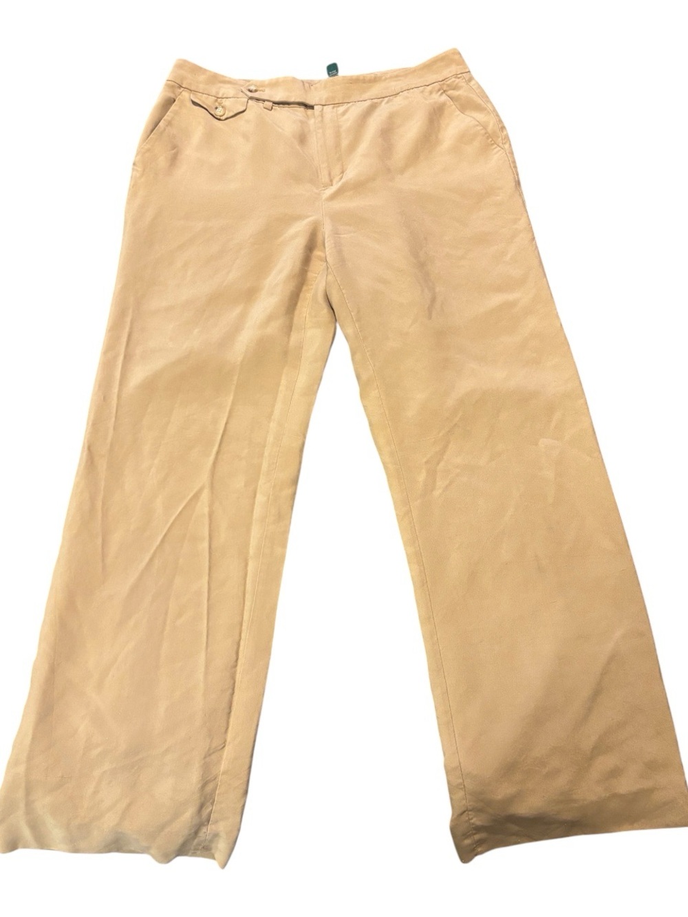 Ralph Lauren 100% Silk Wide-Leg Pants in Light Tan